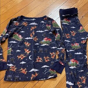 Little Sleepies Santa and Reindeer Pajama Set - Navy